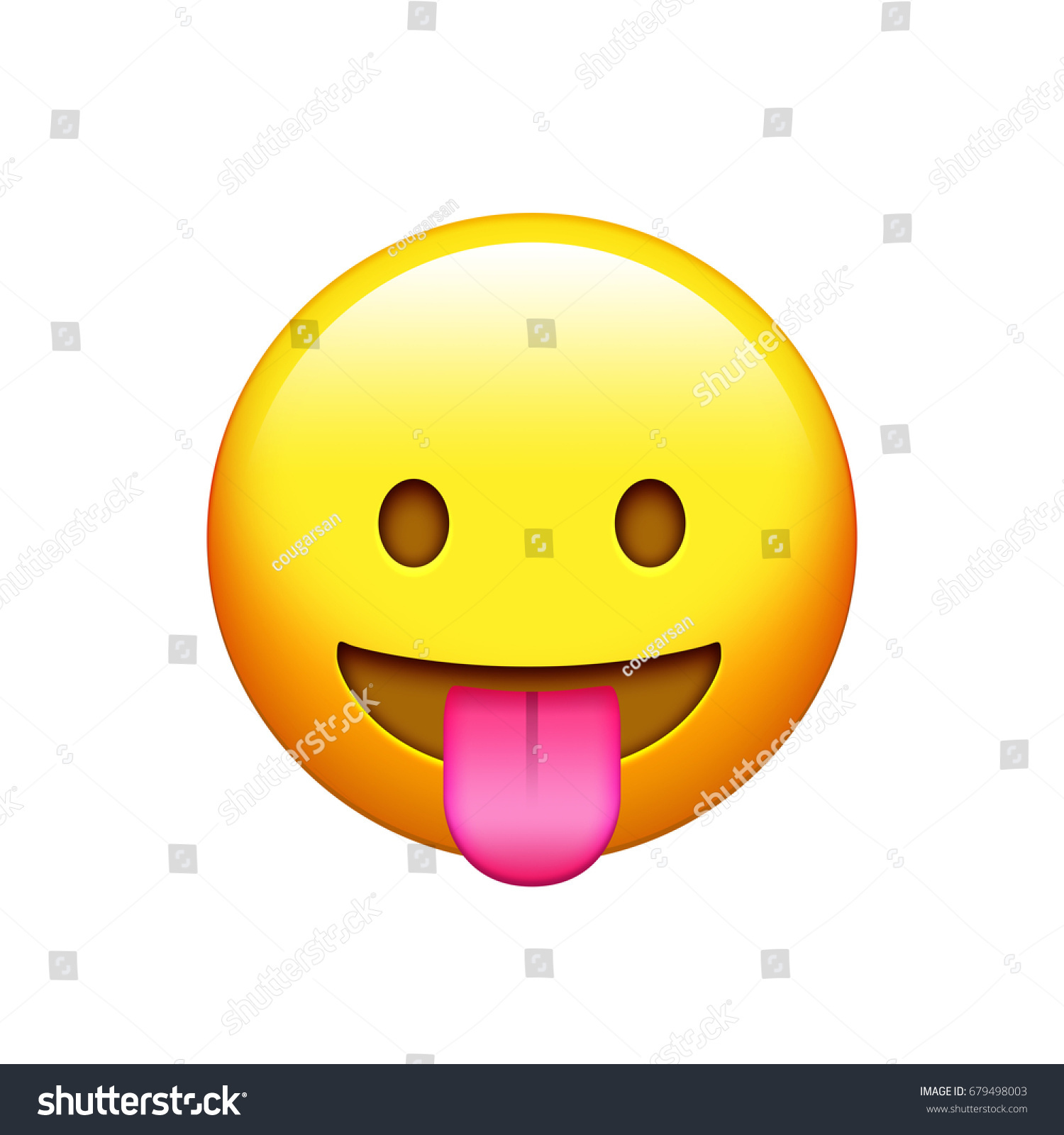 Isolated Yellow Smiley Face Tongue Out Stock Illustration 679498003