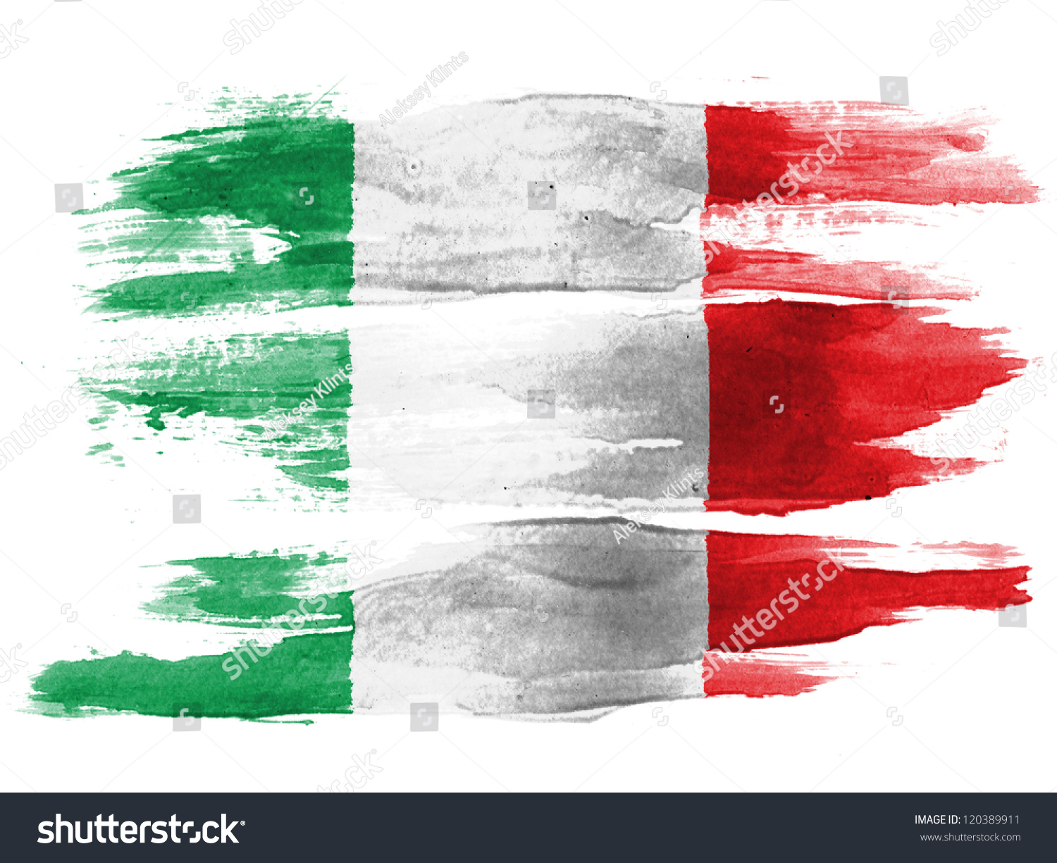 The Italian Flag Painted On White Paper With Watercolor Stock Photo ...