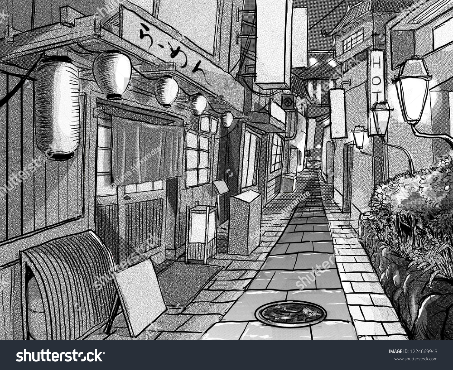 Japanese Street Stock Illustration Shutterstock