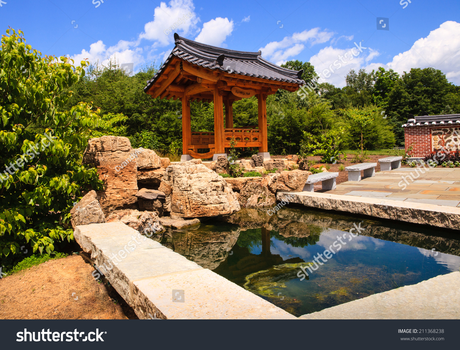 Korean Bell Garden Water Feature Seen Stock Photo Edit Now 211368238