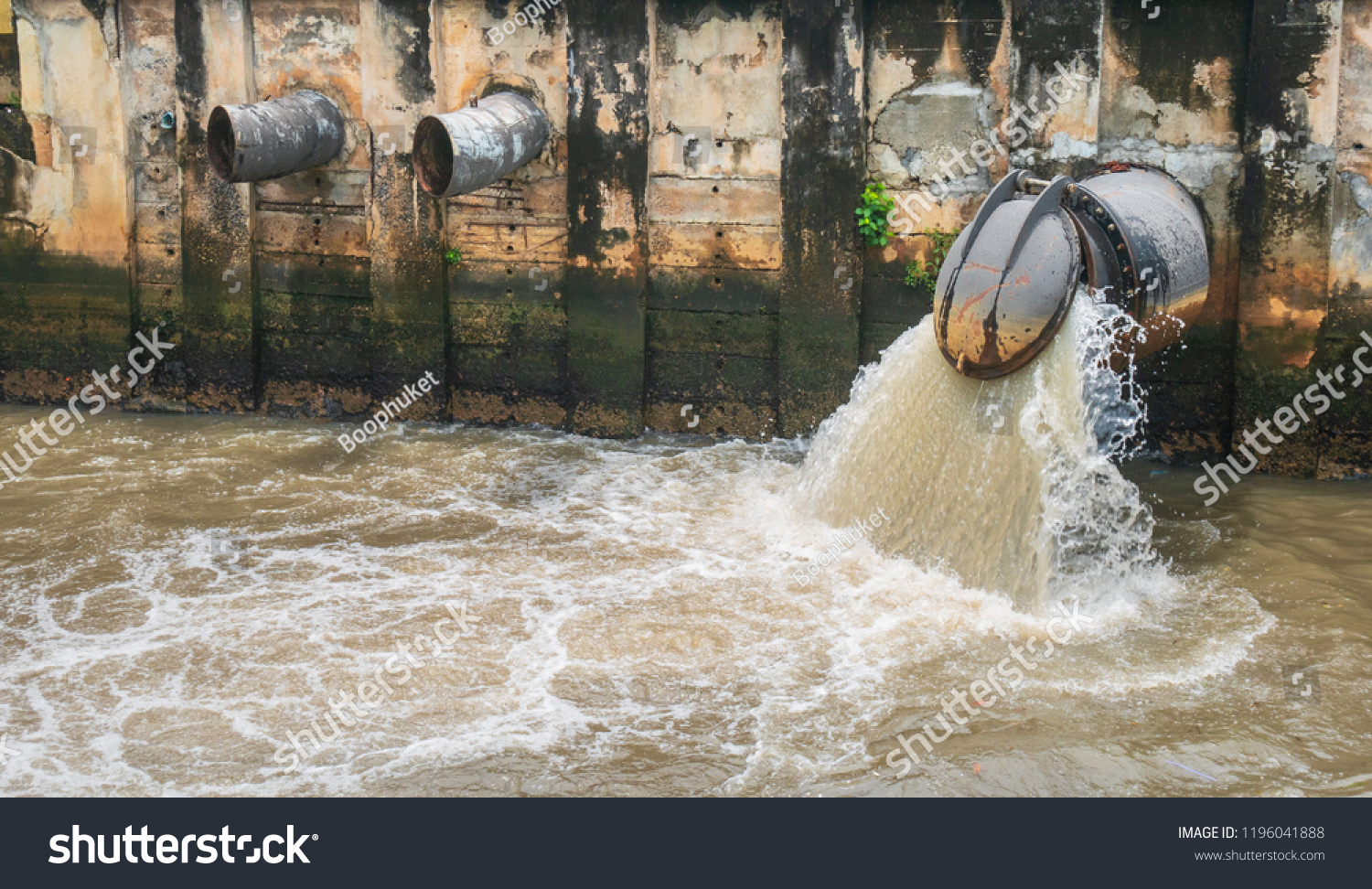 Large Drain City Draining Wastewater Into Stock Photo 1196041888 ...