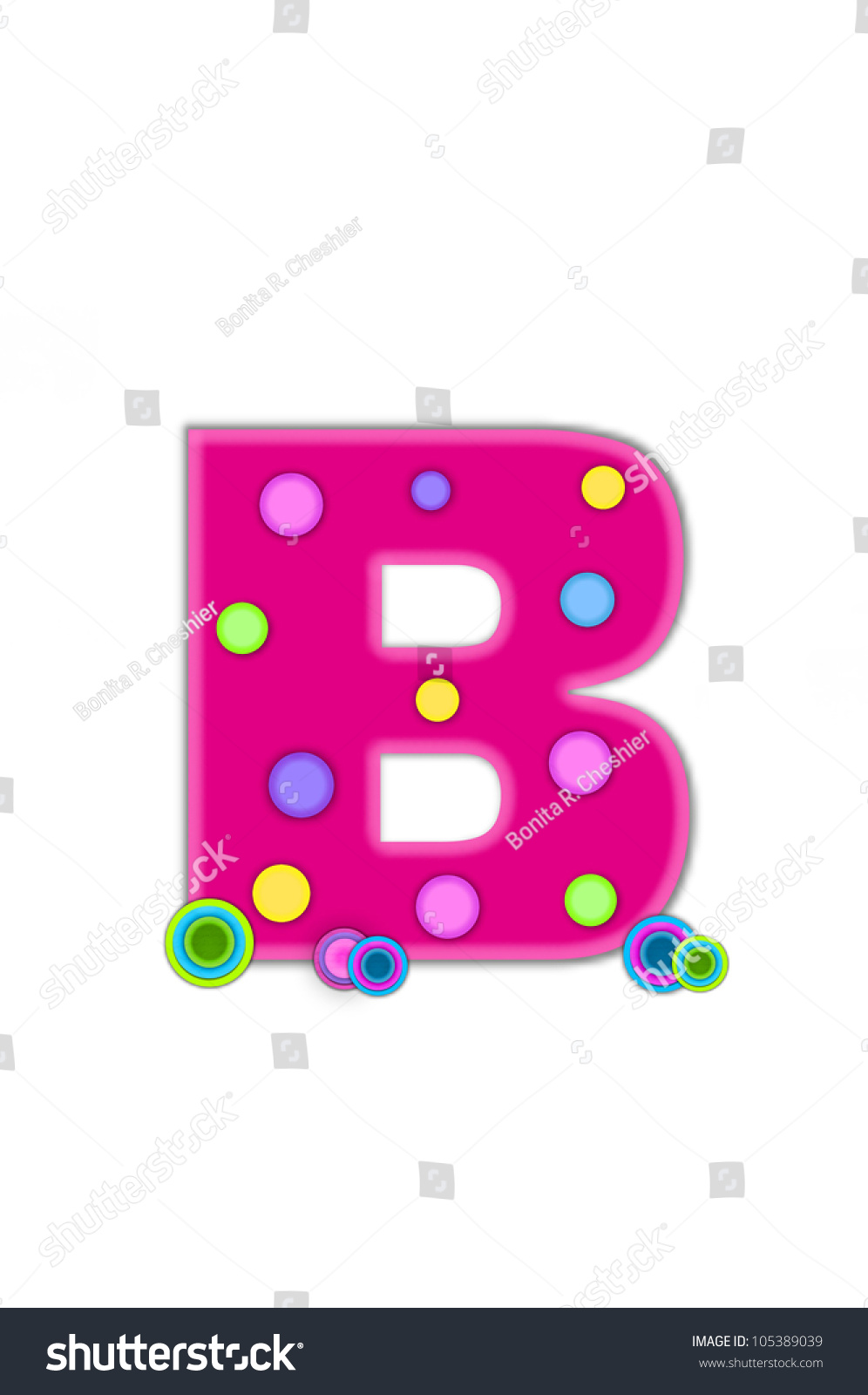 The Letter B, In The Alphabet Set Dots, Is Hot Pink With Lighter Pink ...