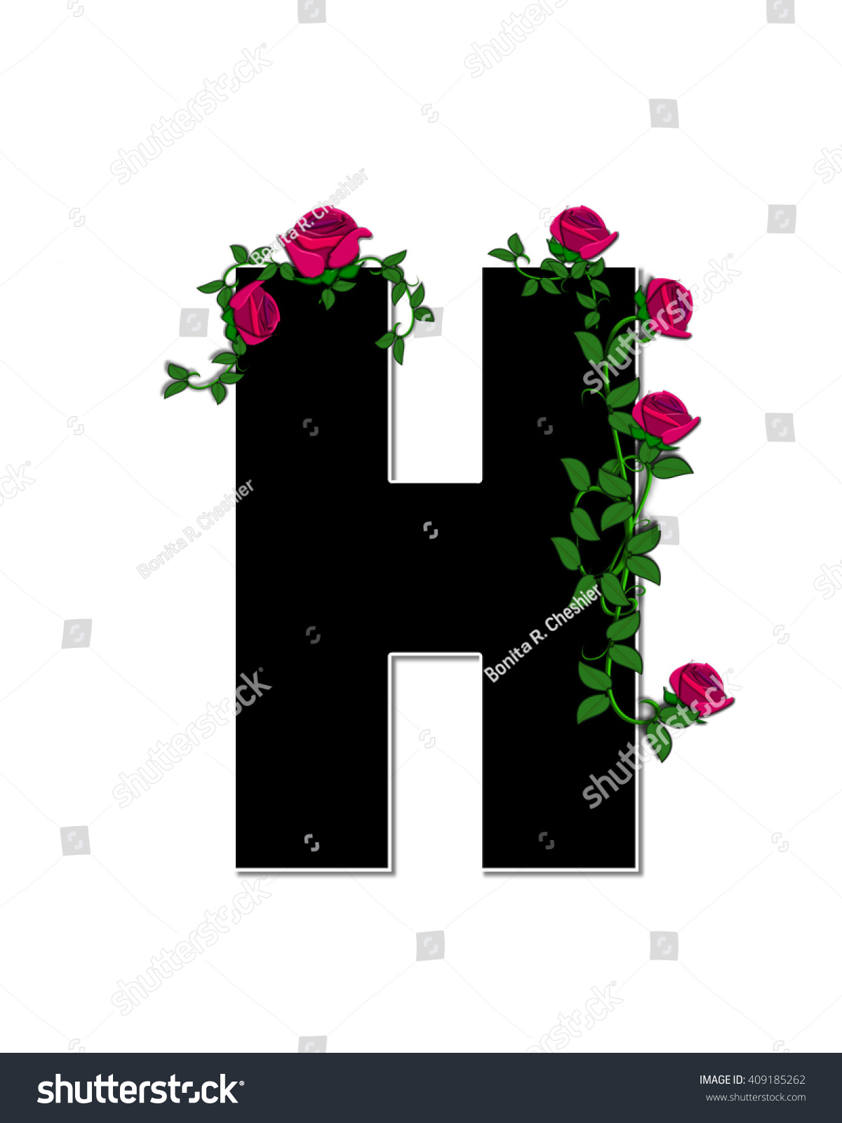 Royalty Free Stock Illustration Of Letter H Alphabet Set Rose
