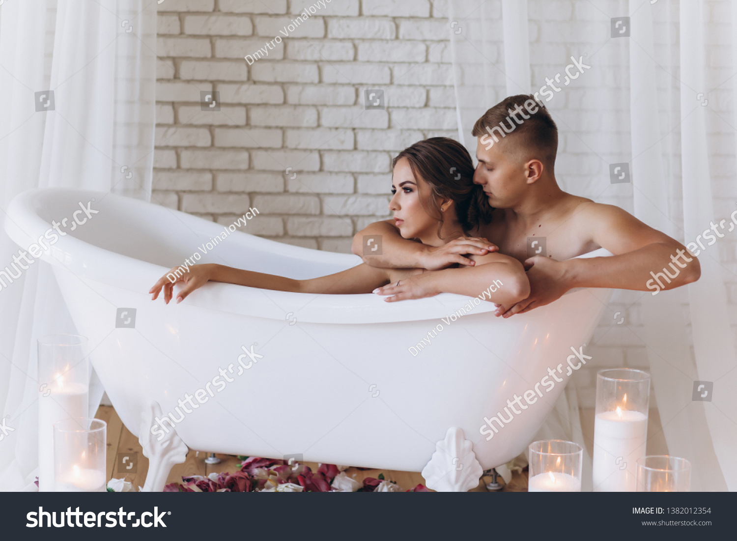 Loving Pleasures Young Married Couple Bathroom Stock Photo Edit Now 1382012354