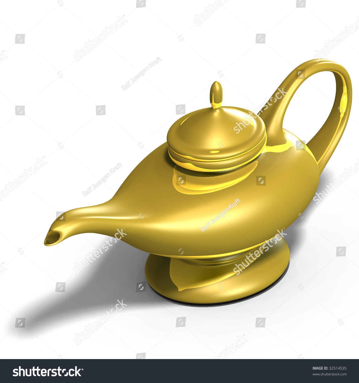 Magical Lamp Aladdin 3d Render Clipping Stock Illustration