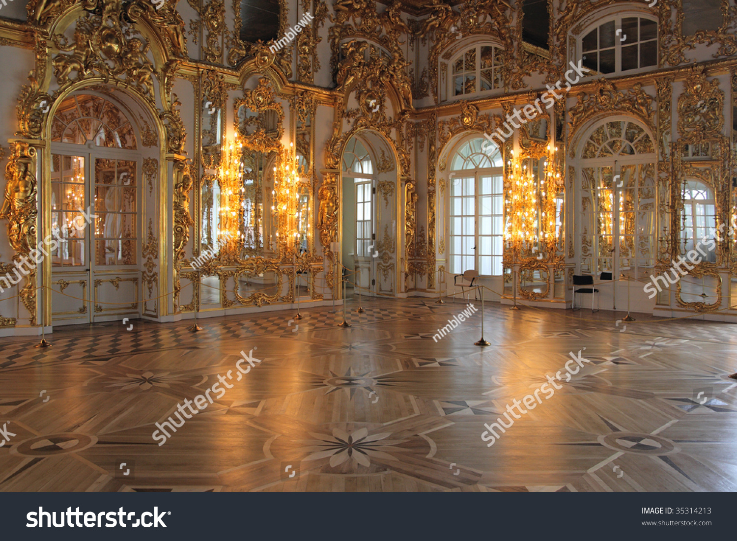 Magnificent Ballroom Inside Catherines Palace Tsarskoye Stock Photo ...