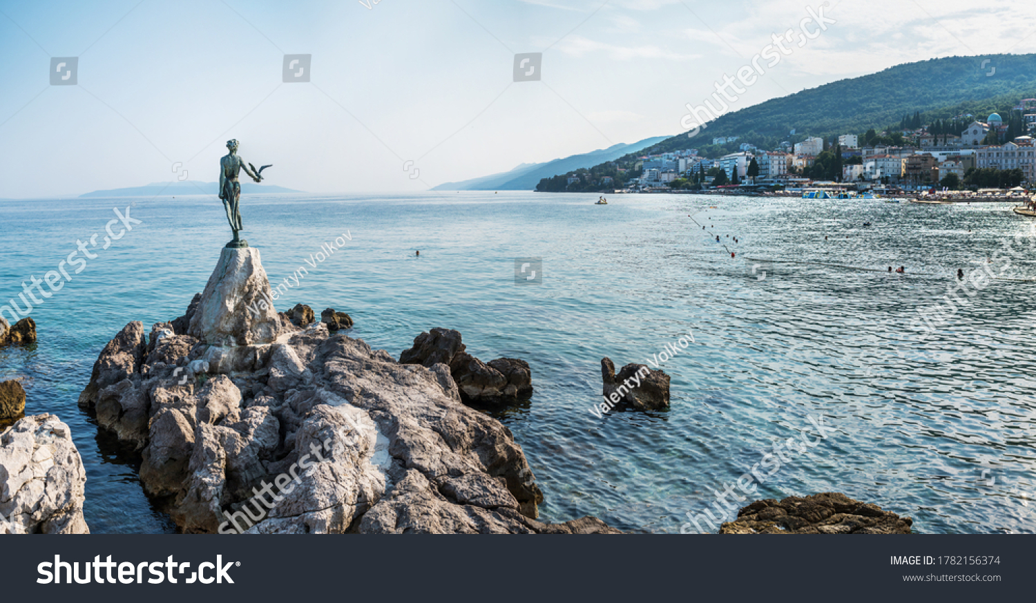  Sky Blue Resting Curve Template Design Featuring the Maiden with the Seagull the Statue