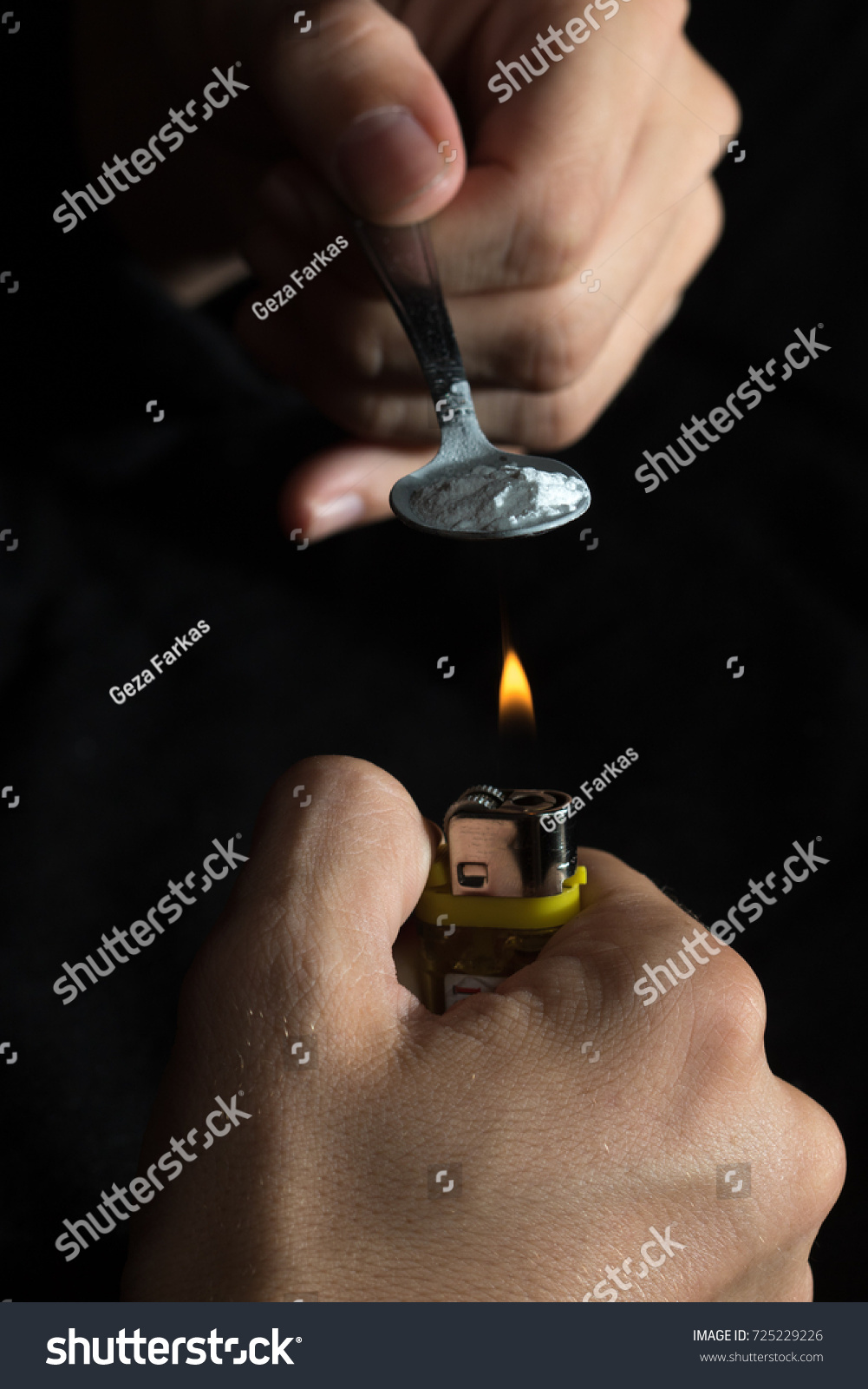 Man Prepares Drugs Spoon Lighter Drug Stock Photo 725229226 | Shutterstock