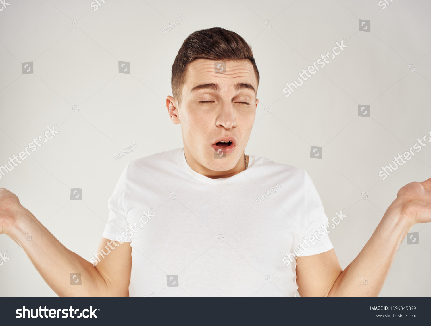 Man His Eyes Closed Spread His Stock Photo 1099845899 | Shutterstock