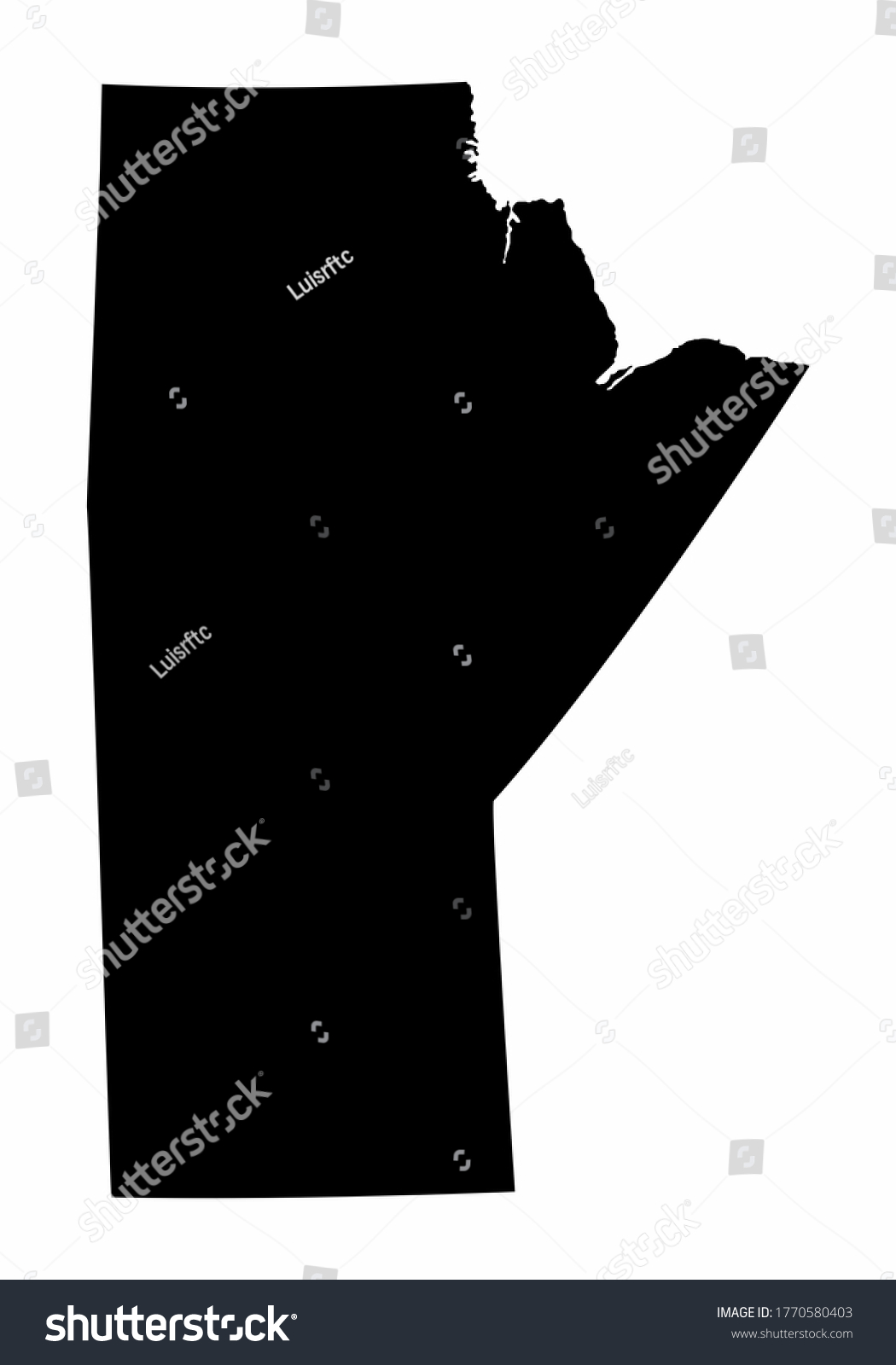 Manitoba Province Dark Silhouette Map Isolated Stock Illustration ...