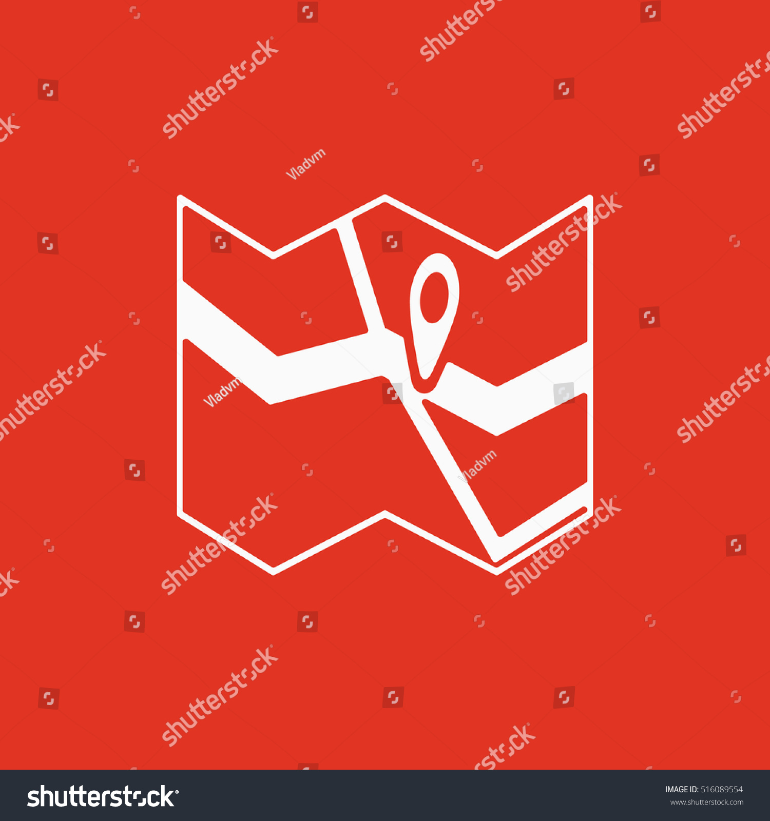 Stock Photo The Map Icon Pin On The Map Symbol Flat Illustration 516089554 
