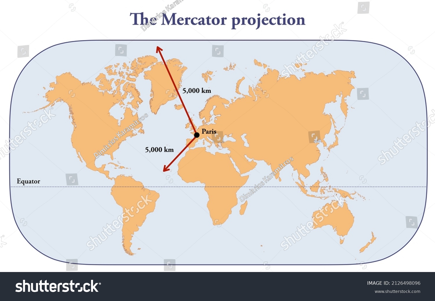 Mercator Projection Earth Distortion Sizes Far Stock Illustration 