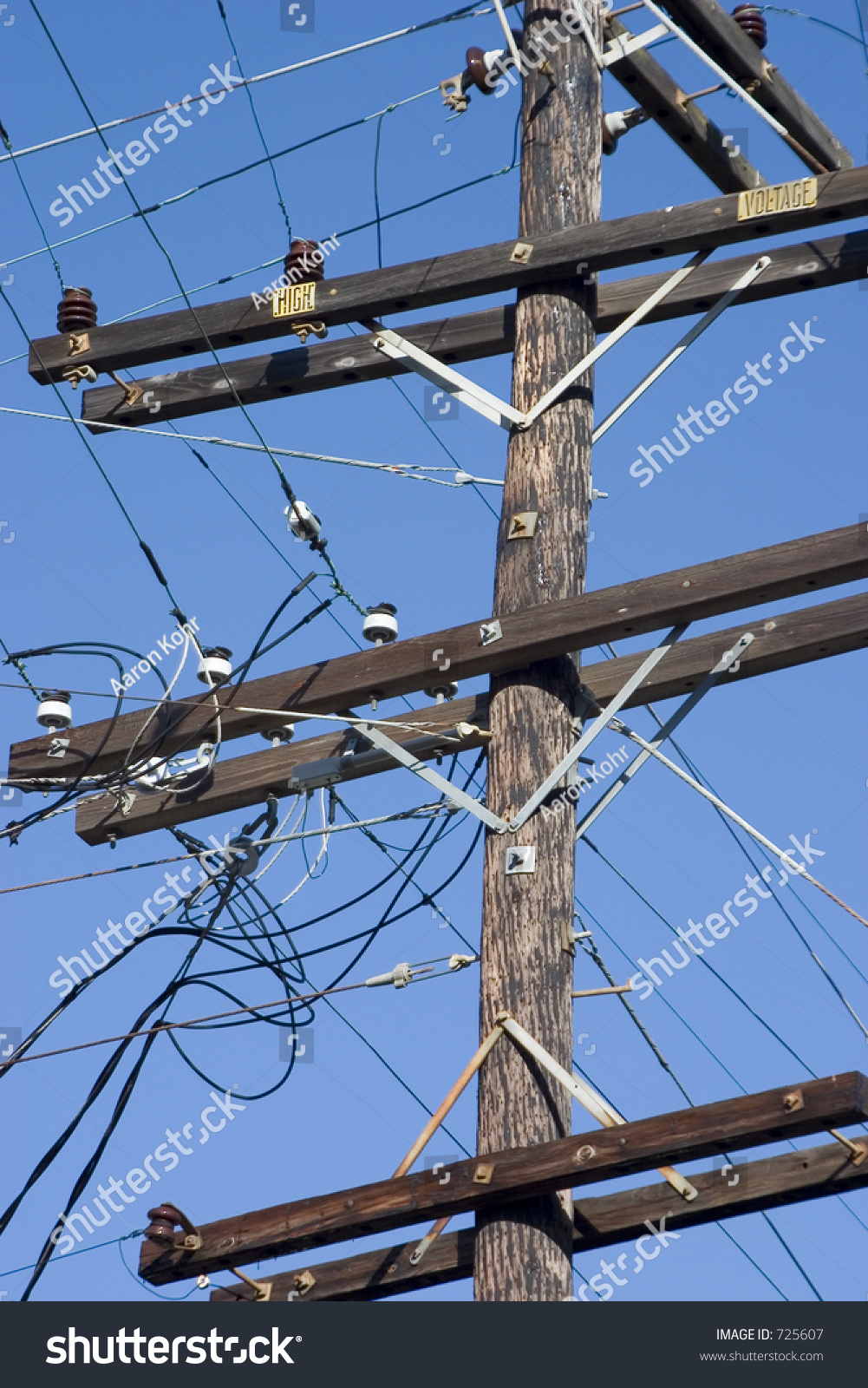 The Messy Wires Of A Power Pole. Stock Photo 725607 : Shutterstock