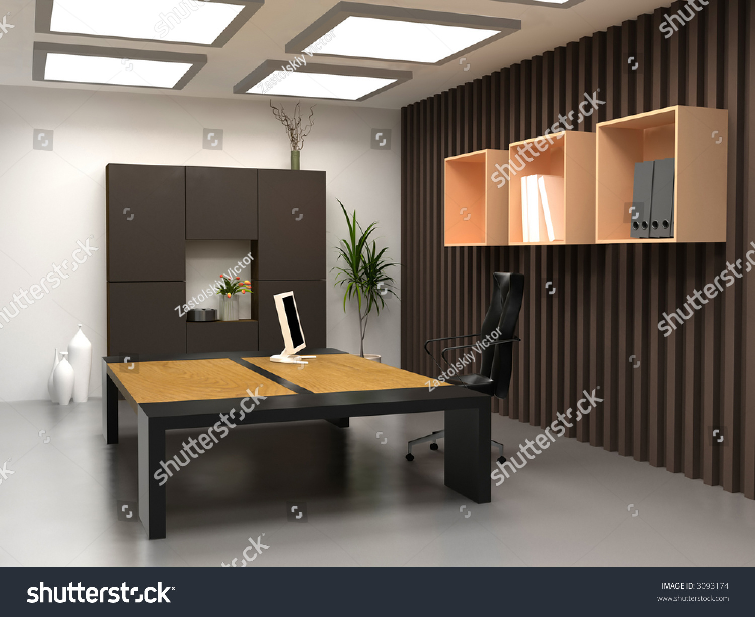 The Modern Office Interior Design (3d Render) Stock Photo 3093174 ...