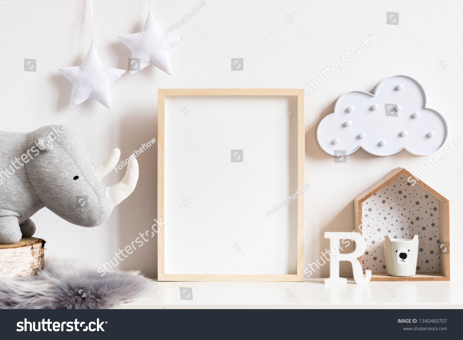 Modern Scandinavian Newborn Baby Room Mock Stock Photo Edit