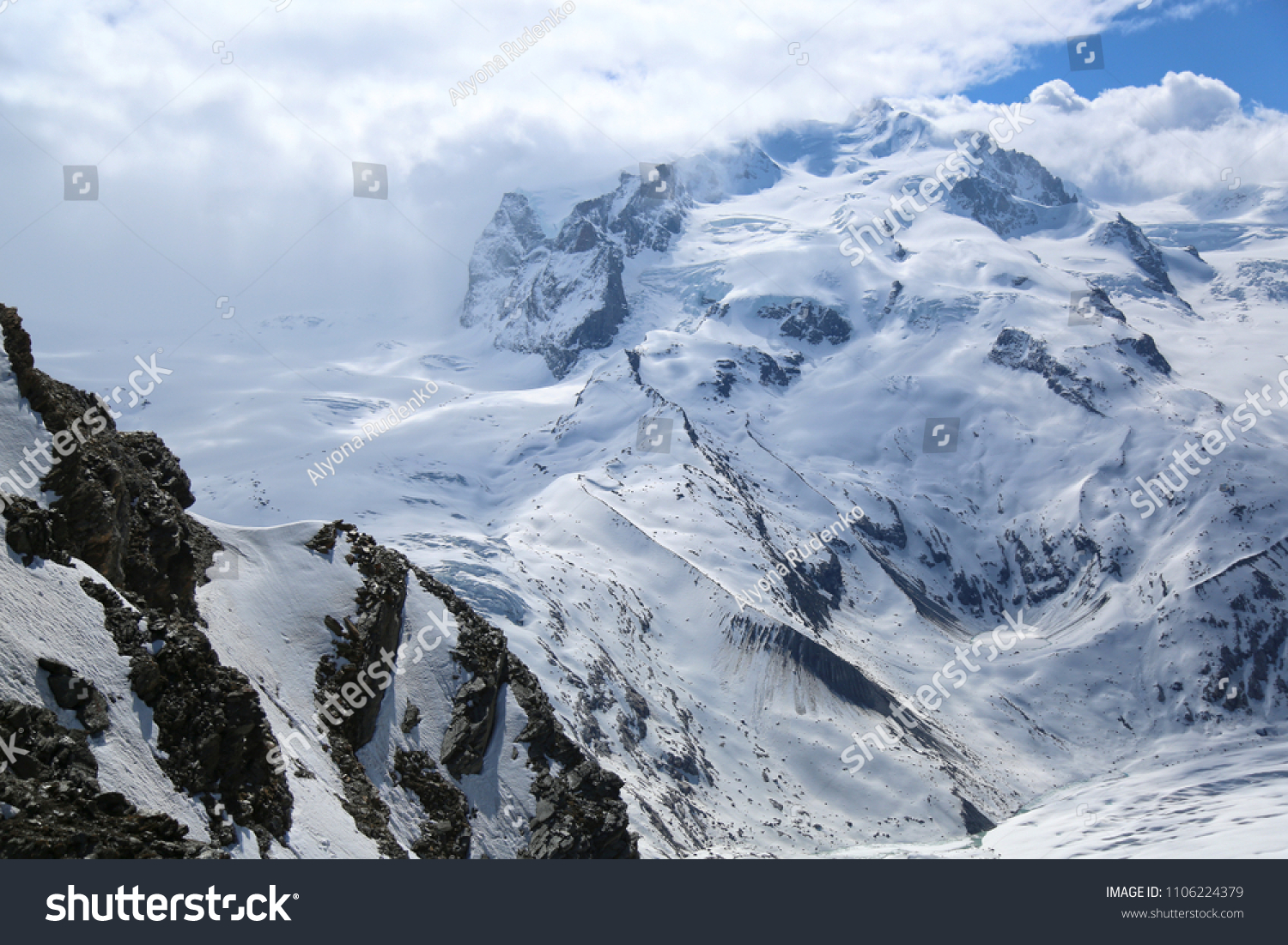 Mountains Covered Snow Fog On Clear Stock Photo Edit Now