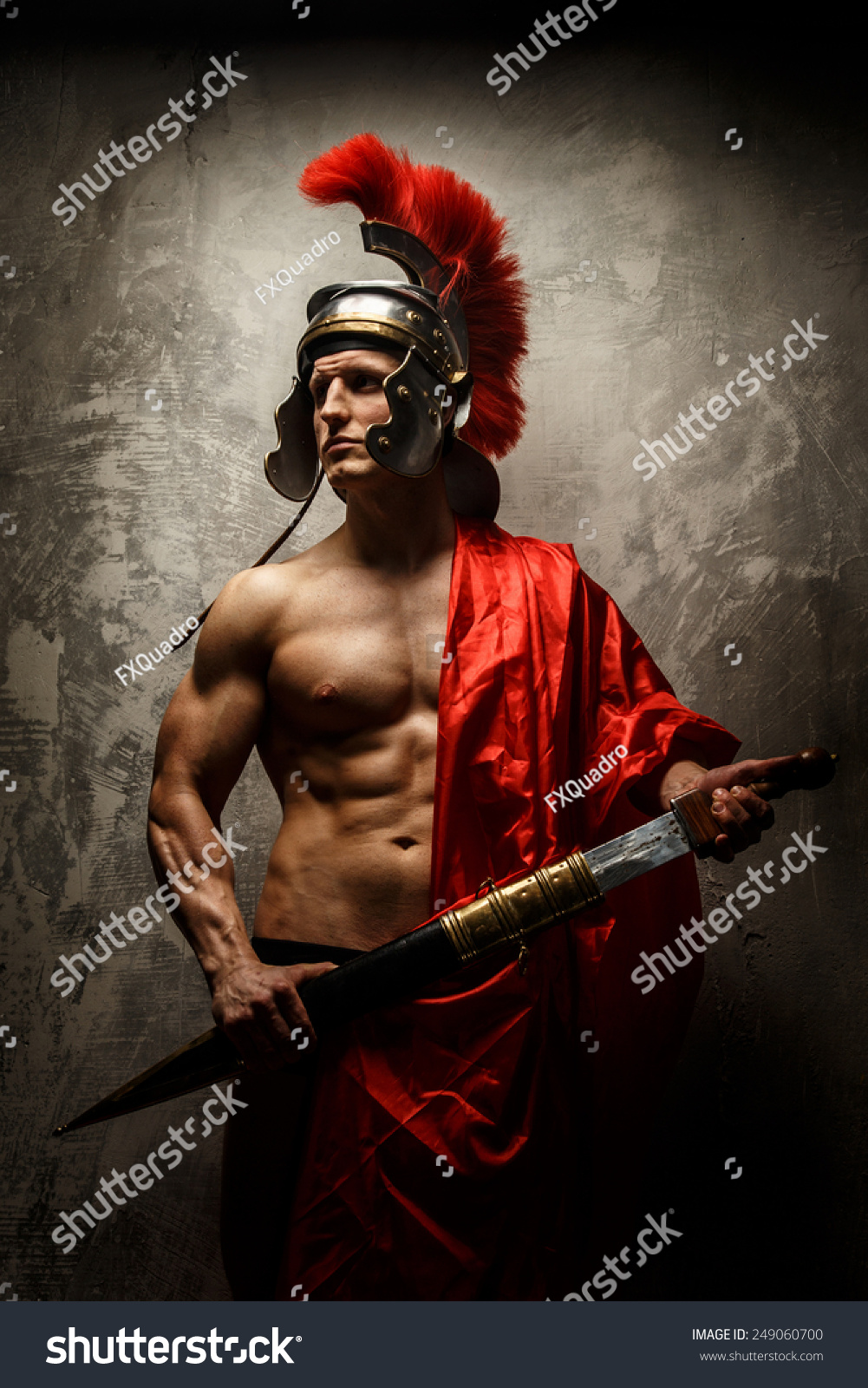 Muscular Man Roman Armor Holding Sword Stock Photo 249060700 | Shutterstock