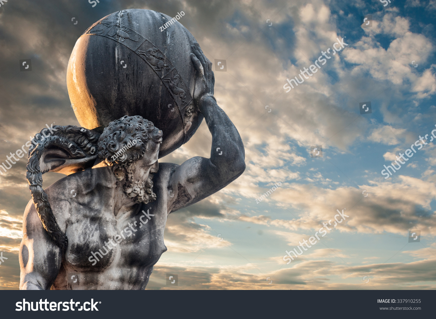The Mythological Atlas Holding The World On His Shoulders Stock Photo Shutterstock