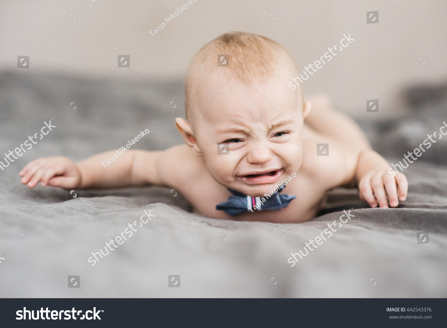 Naked Baby Lies On Bed Has Stock Photo 642543376 Shutterstock