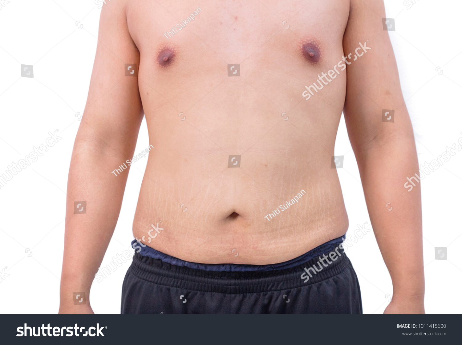 Naked Tummy Fat Boy White Background Foto Stock Editar Agora Shutterstock