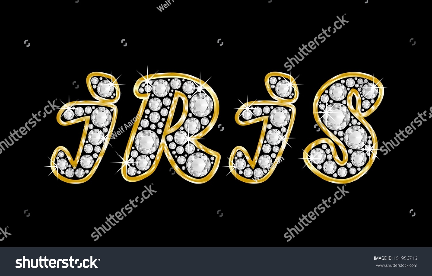 The Name Iris Made Of A Shiny Diamonds Style Font, Brilliant Gem Stone ...