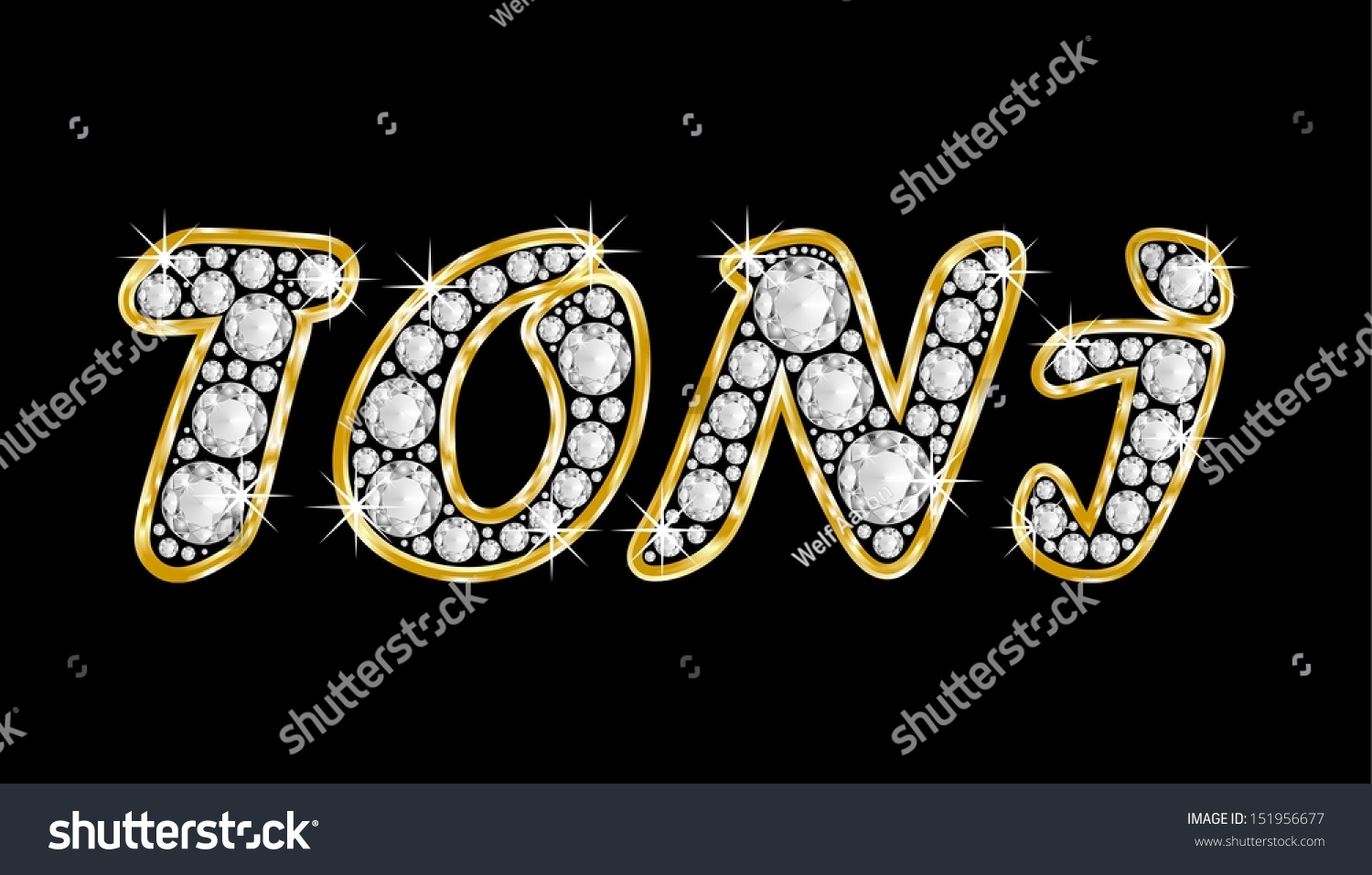 The Name Toni Made Of A Shiny Diamonds Style Font, Brilliant Gem Stone ...