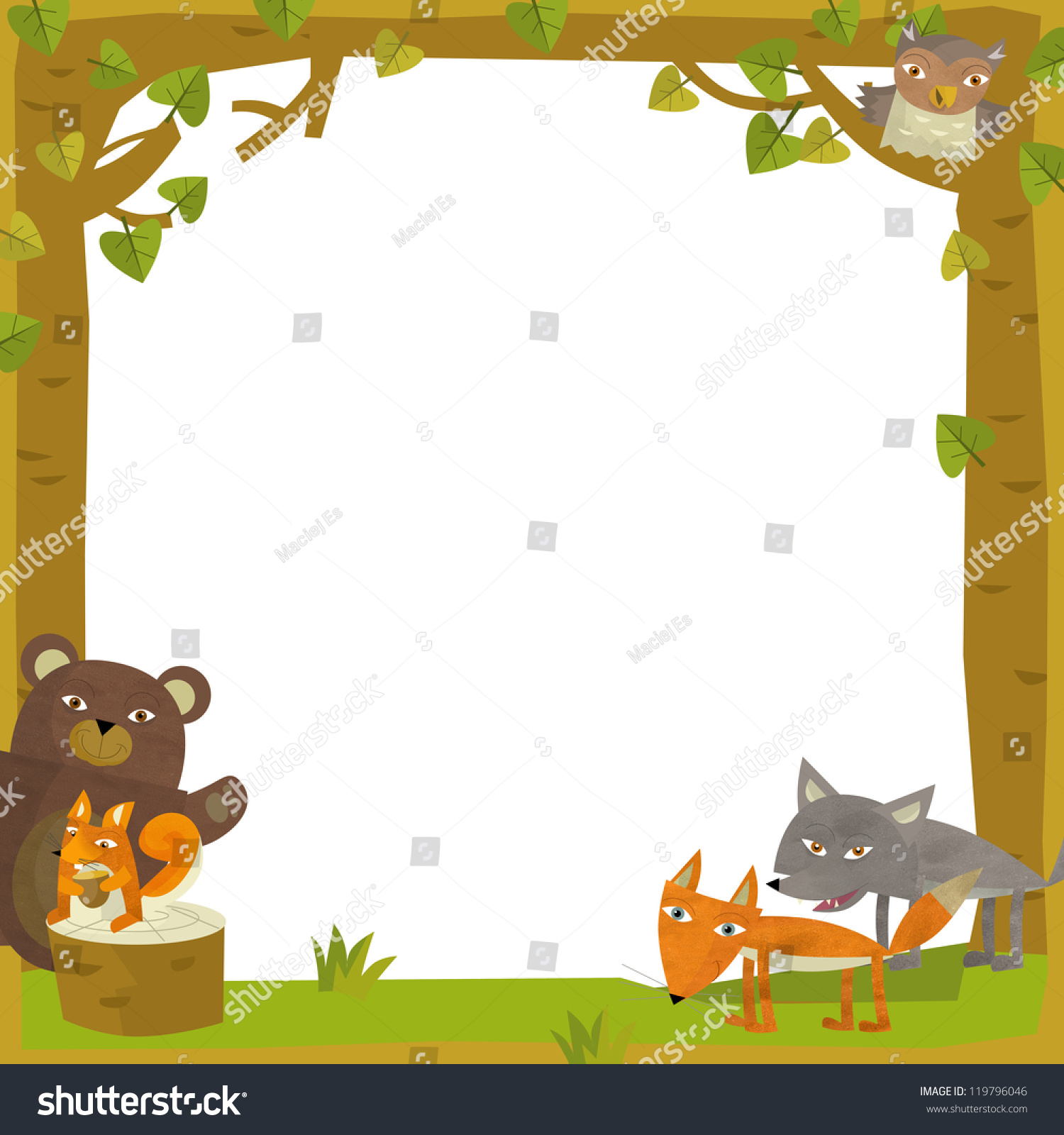 The Nature Frame - Wood - Illustration For The Children - 119796046 ...