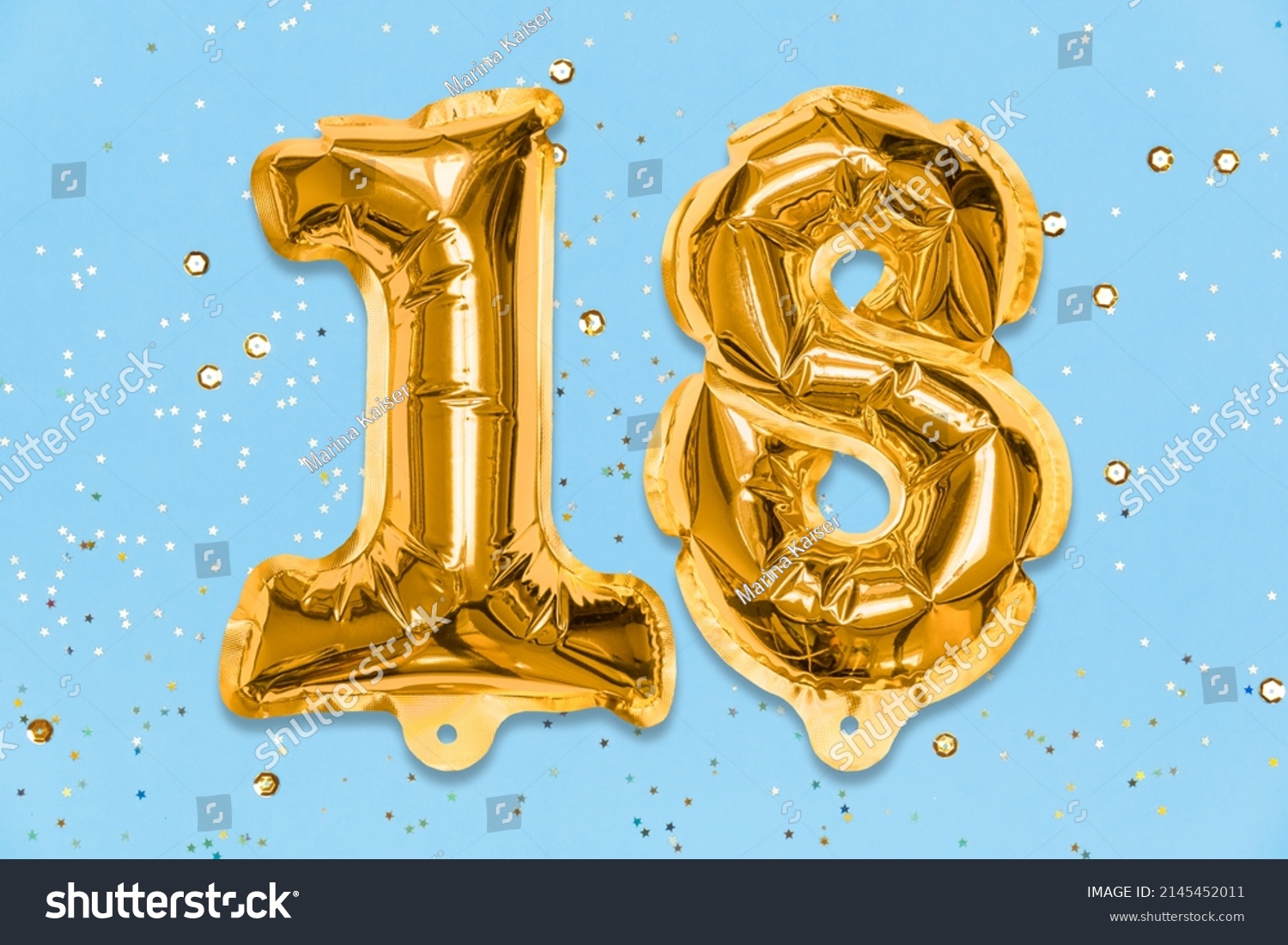 Number Balloon Made Golden Foil Number Stock Photo 2145452011 ...