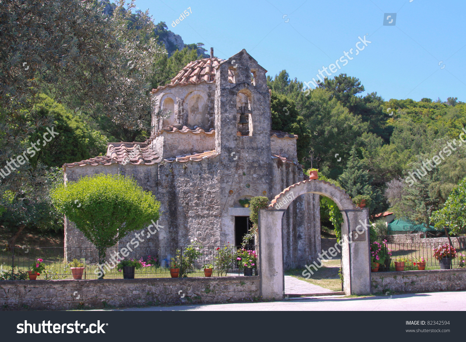 The Old Church Agios Nikolaos Fountoukli, Rhodes - Greece Stock Photo ...