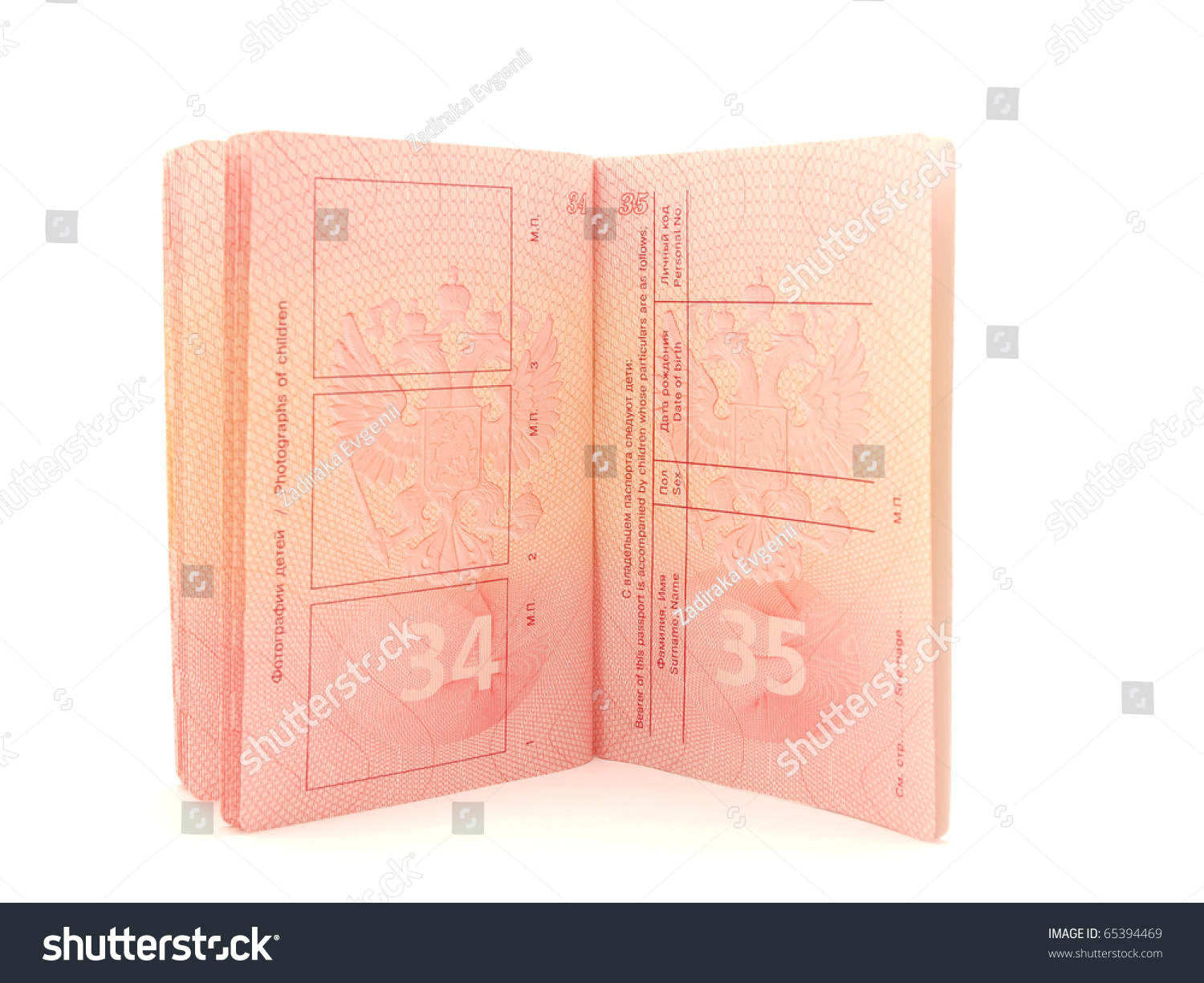 The Opened Passport On A White Background Stock Photo ...