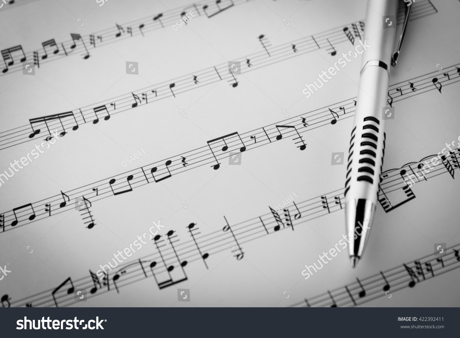 Pen On Music Sheet Note Paper Stock Photo 422392411 - Shutterstock