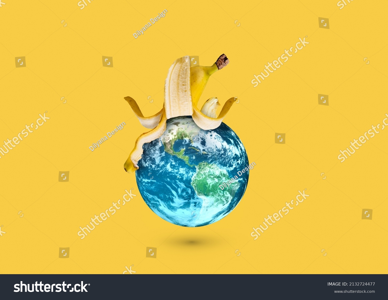 Planet Earth Banana Peel On Top Stock Photo 2132724477 | Shutterstock