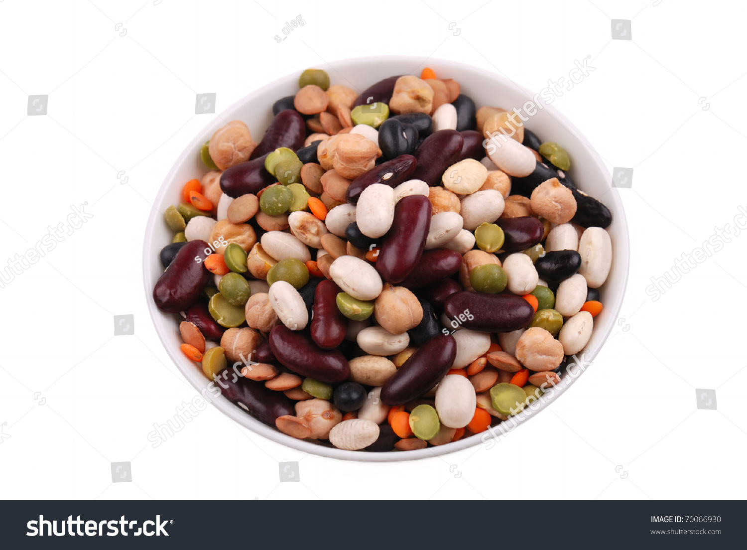 The Plate With Various Bean On White Stock Photo 70066930 : Shutterstock