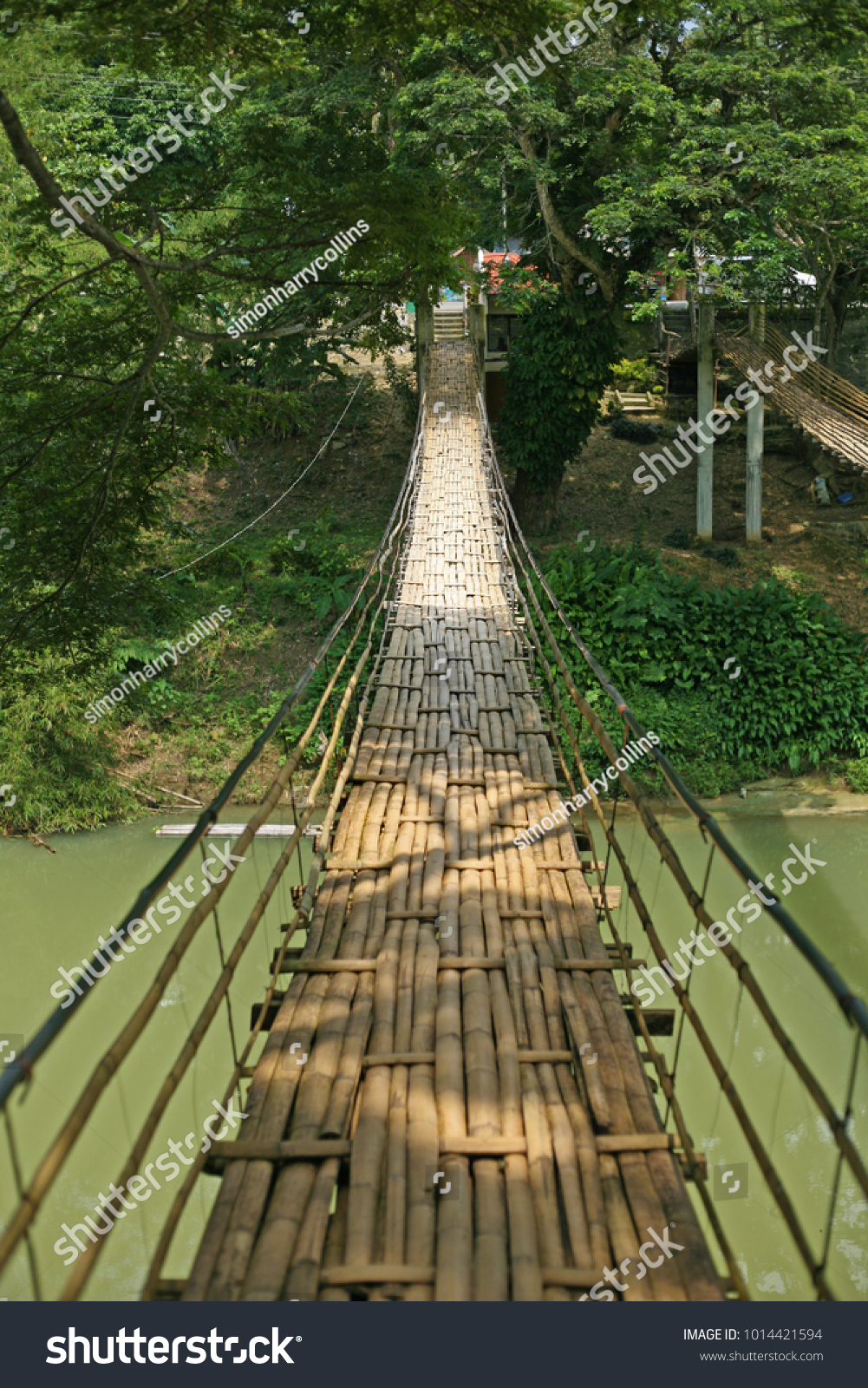 Popular Tourist Attraction Bamboo Hanging Bridge Stock Photo Edit Now 1014421594