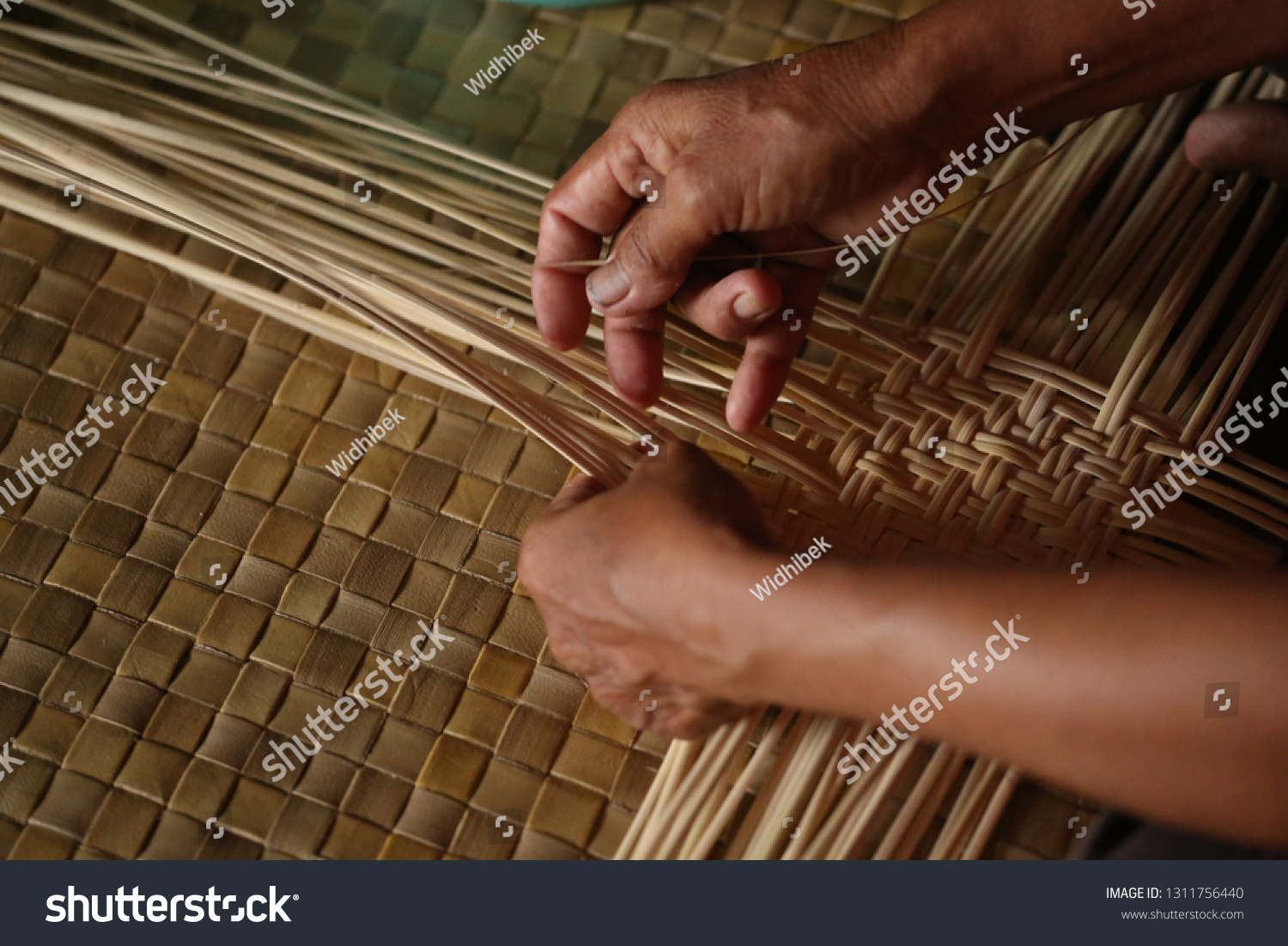 Process Processing Raw Rattan Into Woven Stock Photo 1311756440 ...