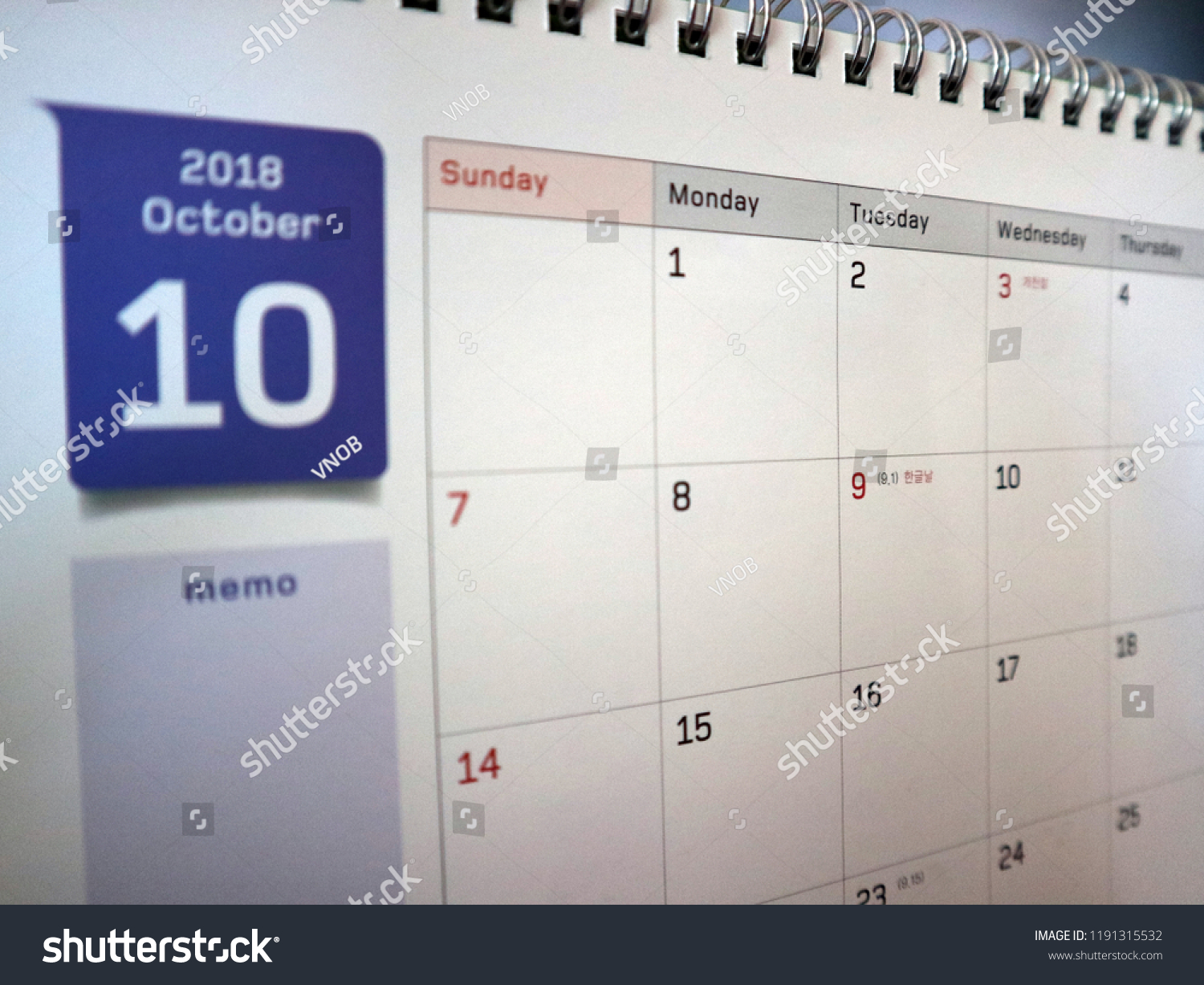 Public Holiday South Korea October 2018 Stock Photo 1191315532