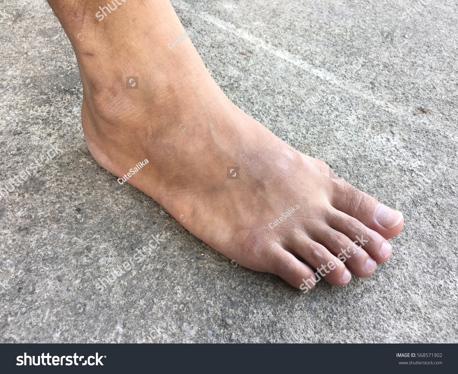 Right Barefoot Man On Floor Stock Photo (Edit Now) 568571902