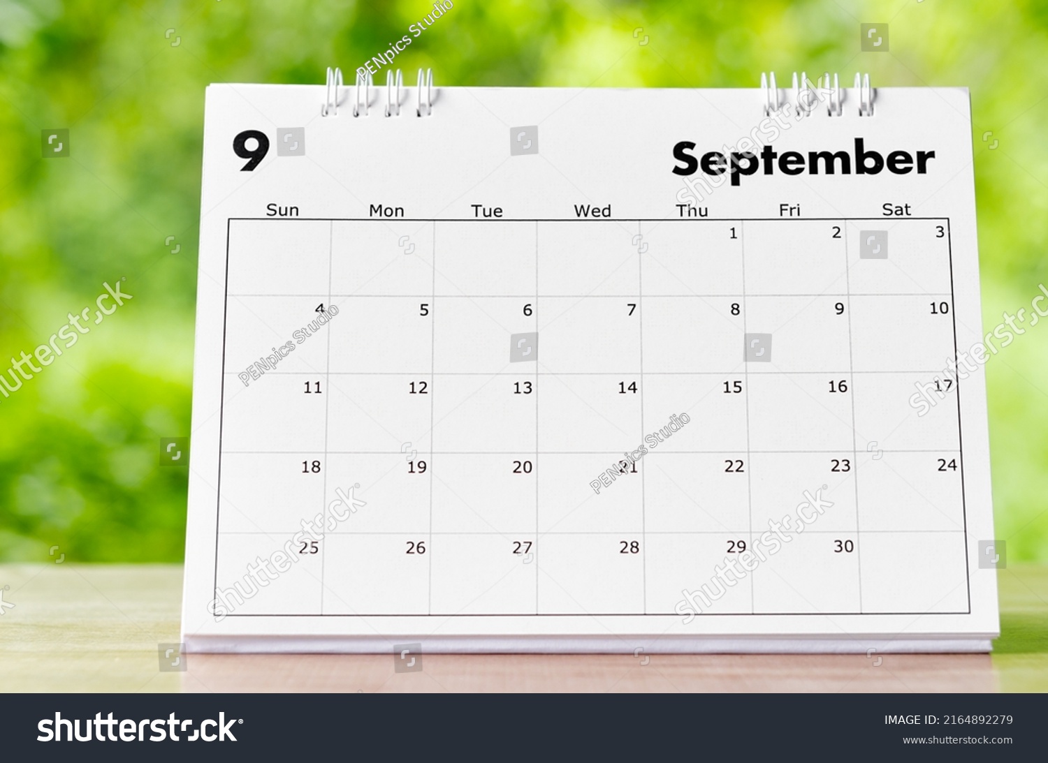 September 2022 Calendar Desk Organizer Plan Stock Photo 2164892279 ...