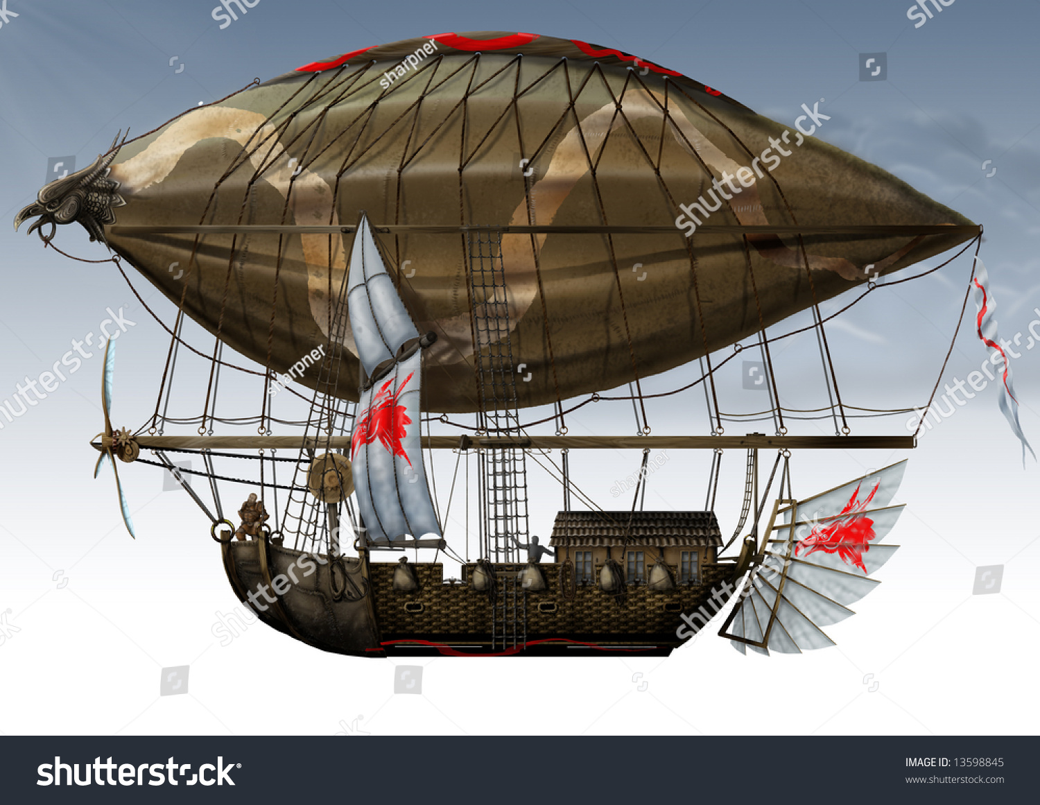 Download Side View Grunge Old Military Fantastic Stock Illustration 13598845