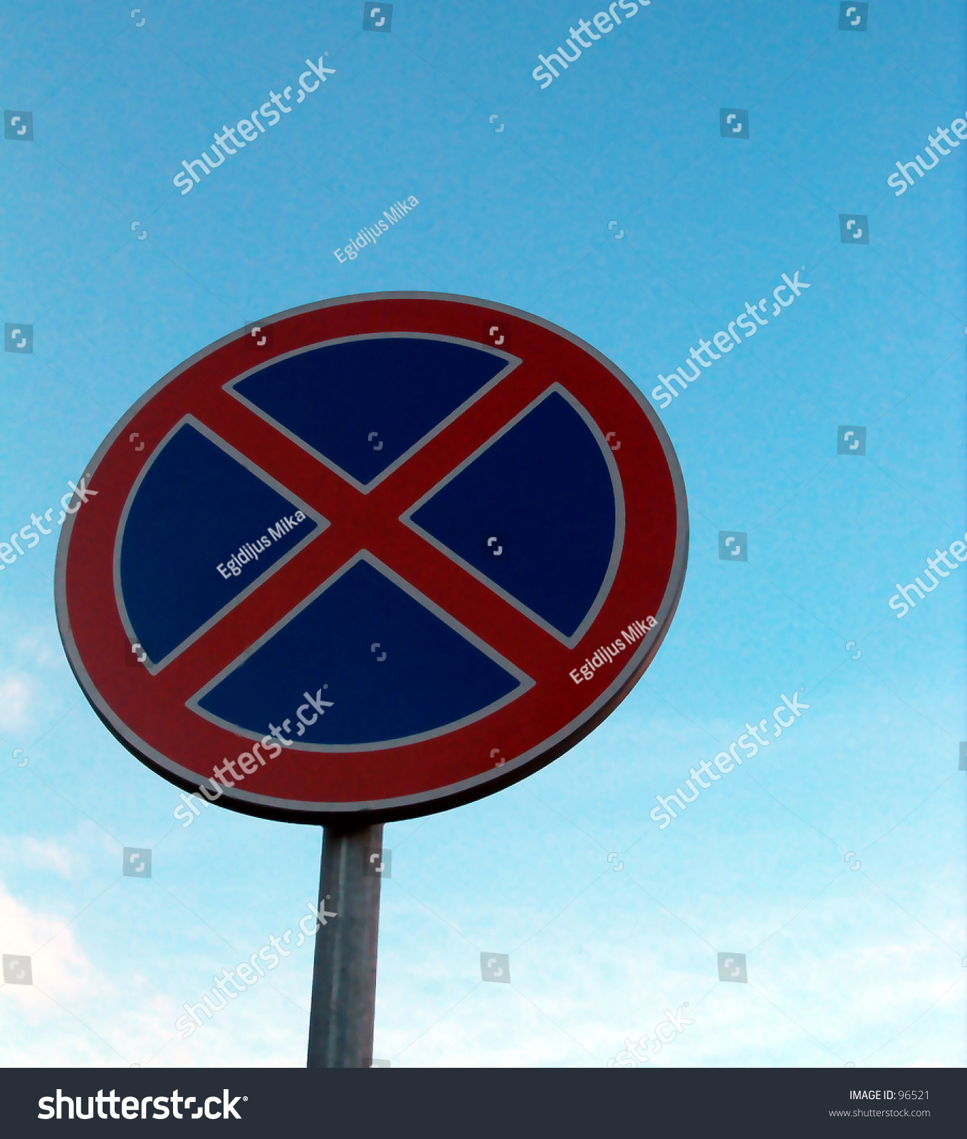 The Sign No Waiting In Blue Sky Background Stock Photo 96521 : Shutterstock