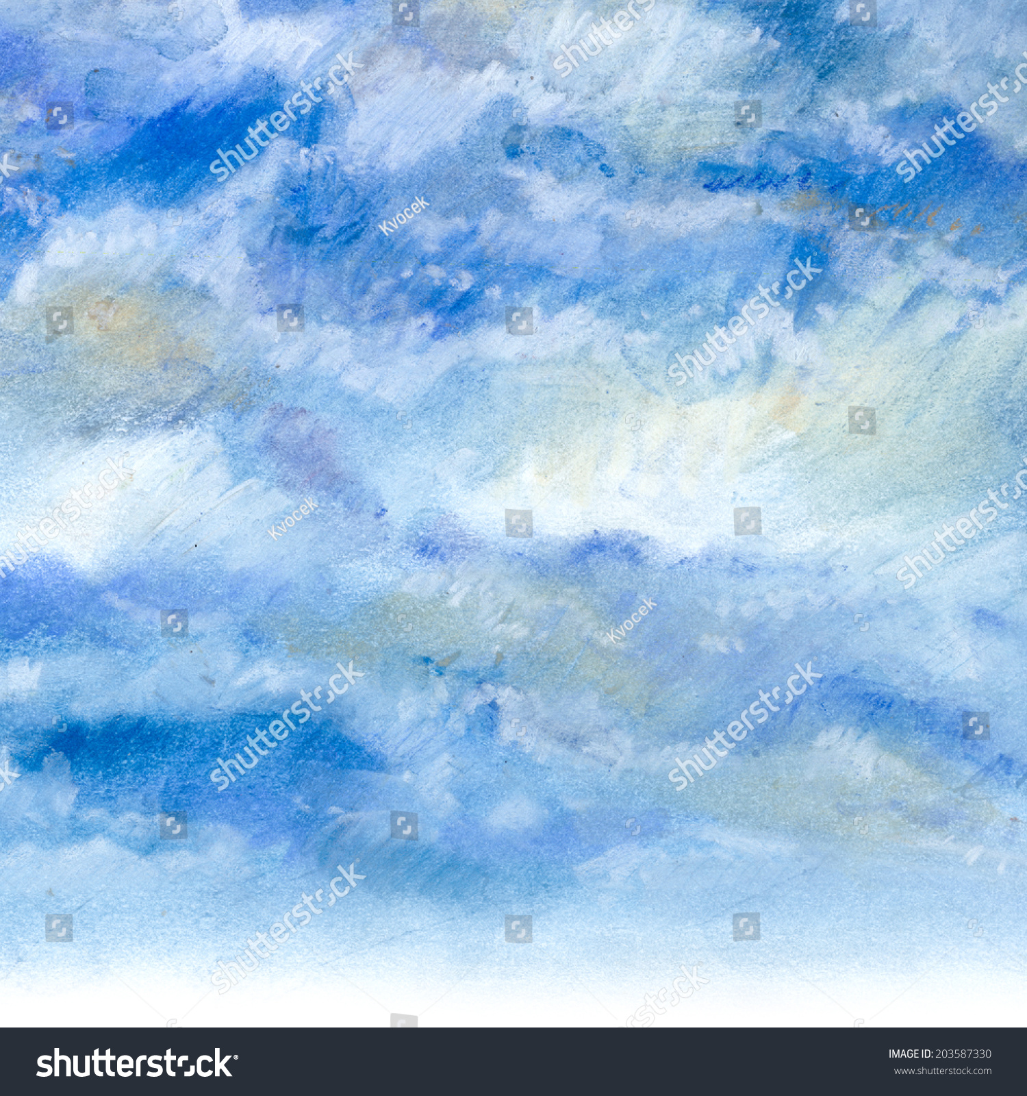 Sky Clouds Drawing Soft Pastels Artistic Stock Illustration 203587330