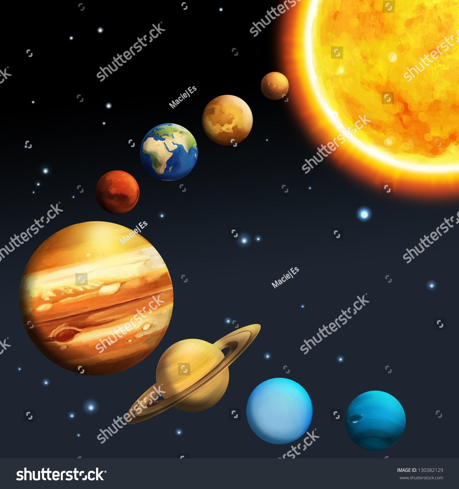 Solar System Milky Way Astronomy Kids Stock Illustration 130382129 ...