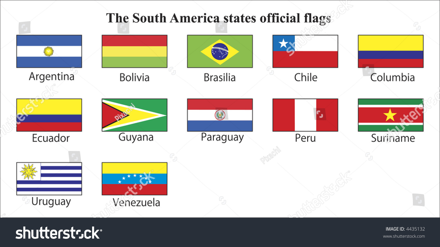 The South America States Official Flags Stock Photo 4435132 : Shutterstock
