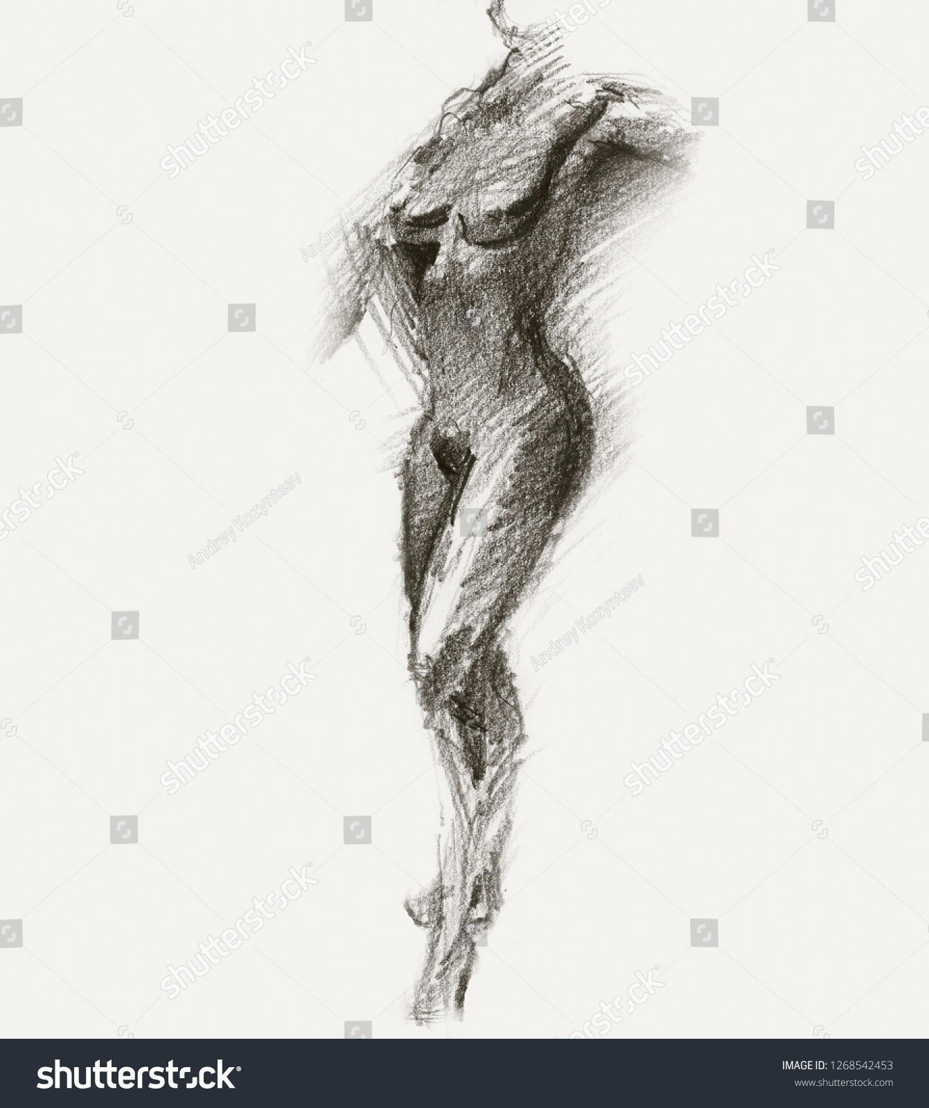 Standing Girl Pencil Sketch Stock Image Download Now