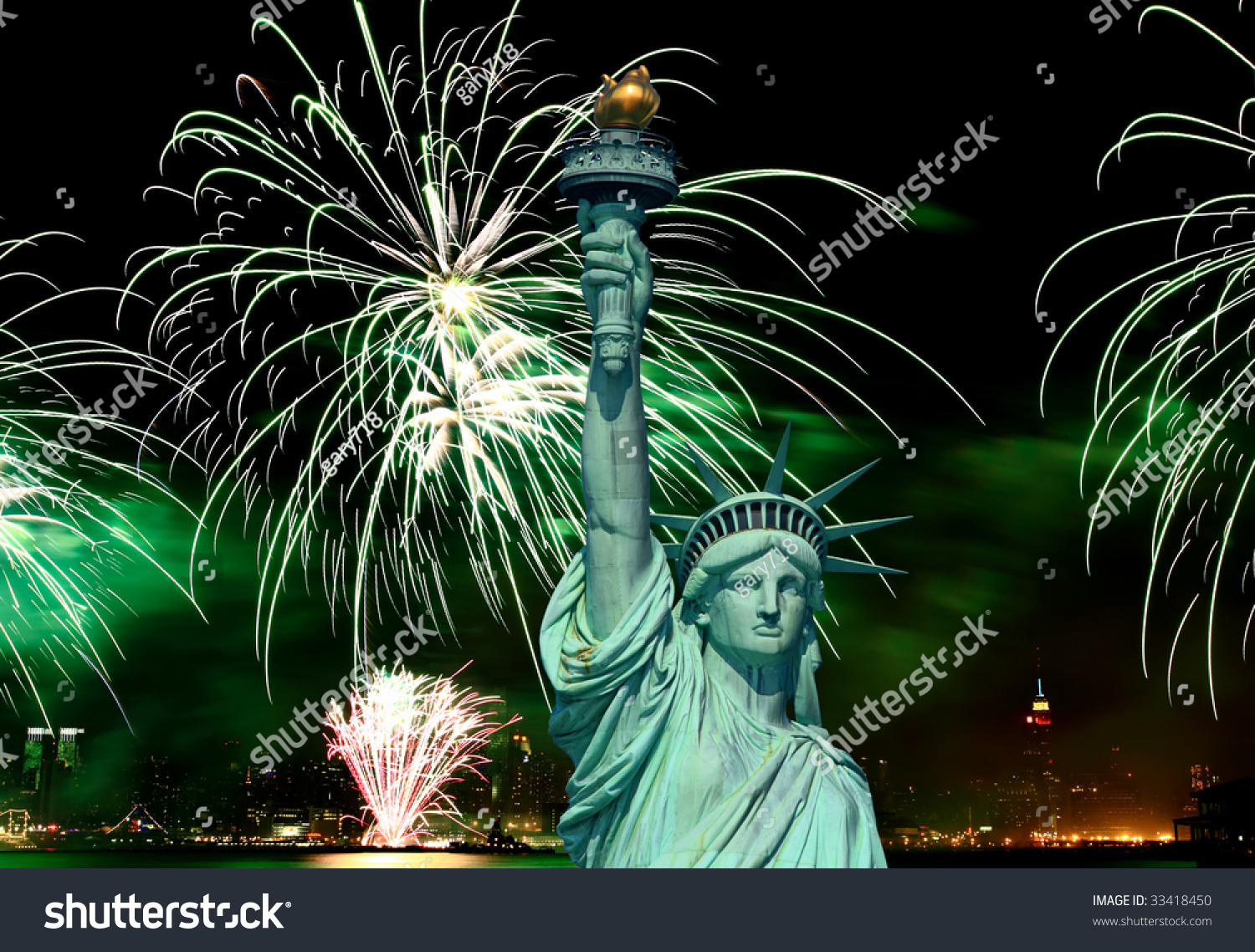 Statue Liberty 4th July Fireworks Nyc Stock Photo 33418450 Shutterstock