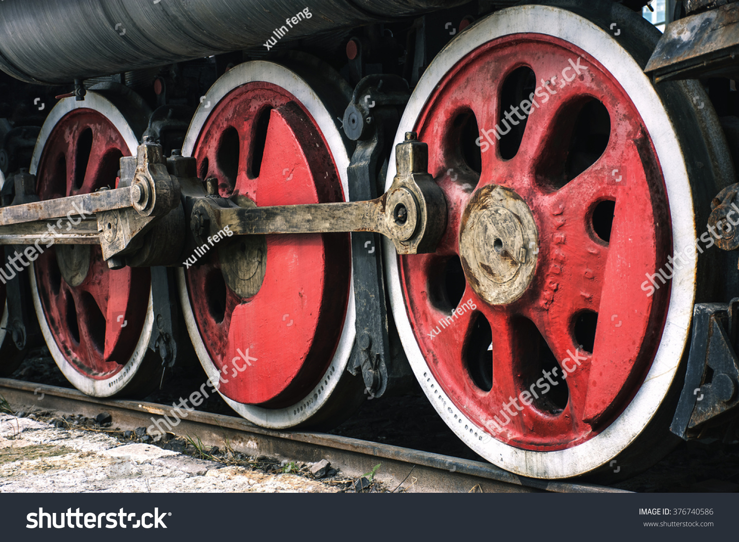 The Steam Train Wheel Stock Photo 376740586 : Shutterstock