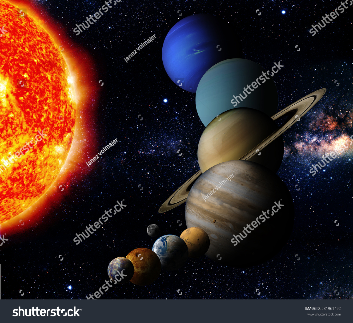 The Sun And Nine Planets Of Our System Orbiting Elements Of This Image ...