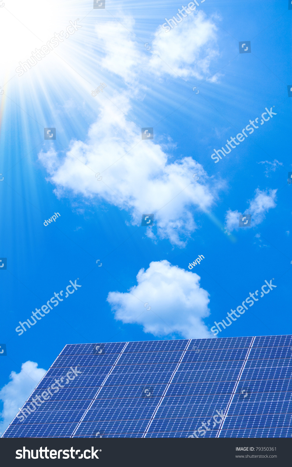 The Sun And Solar Panel Stock Photo 79350361 : Shutterstock