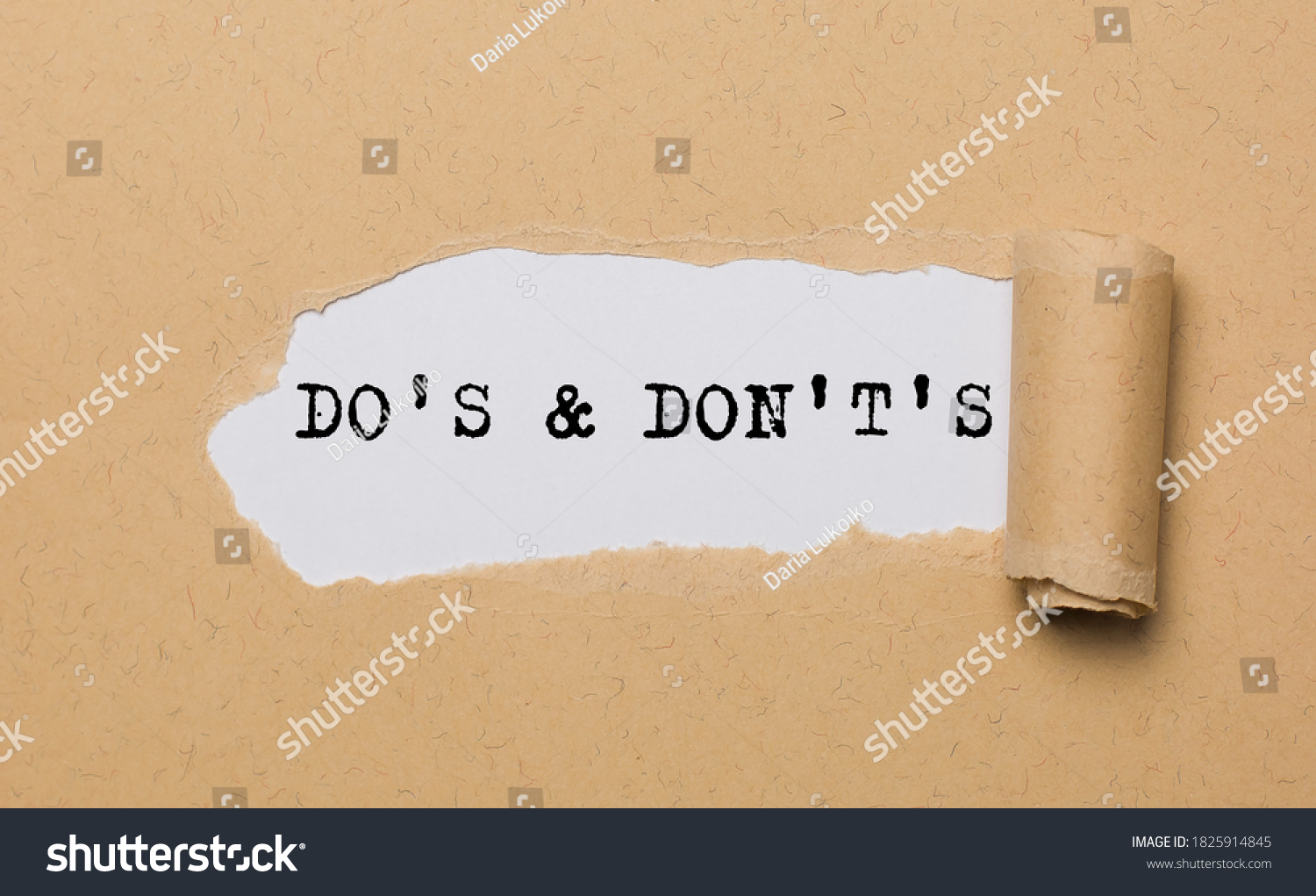 Text Dos Donts Appearing Behind Torn Stock Photo (Edit Now) 1825914845