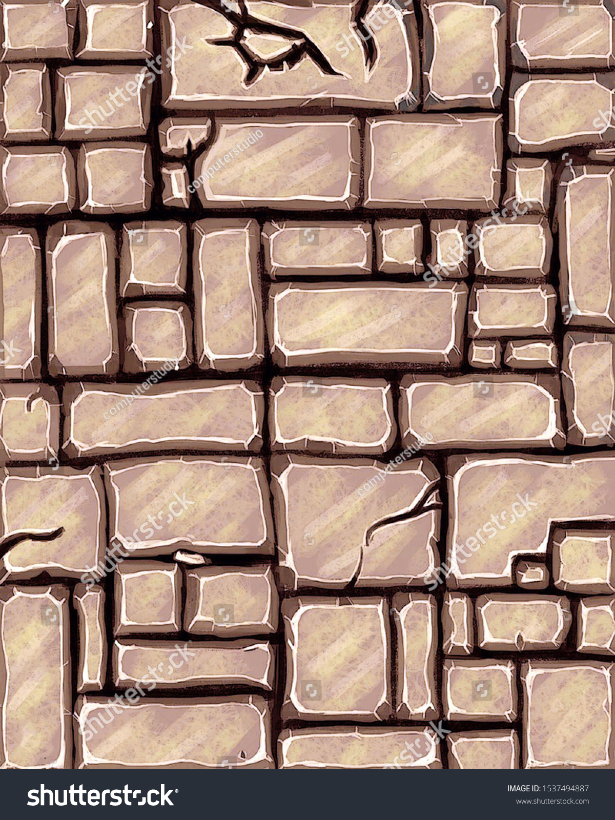 Texture Stone Wall Drawing Stock Illustration